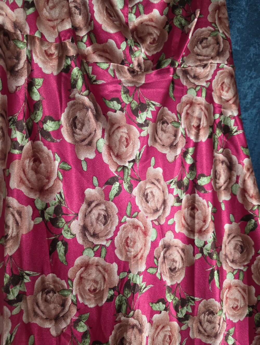 Wild fable Hot Pink Rose-Print Satin Maxi Dress - Picture 2 of 4